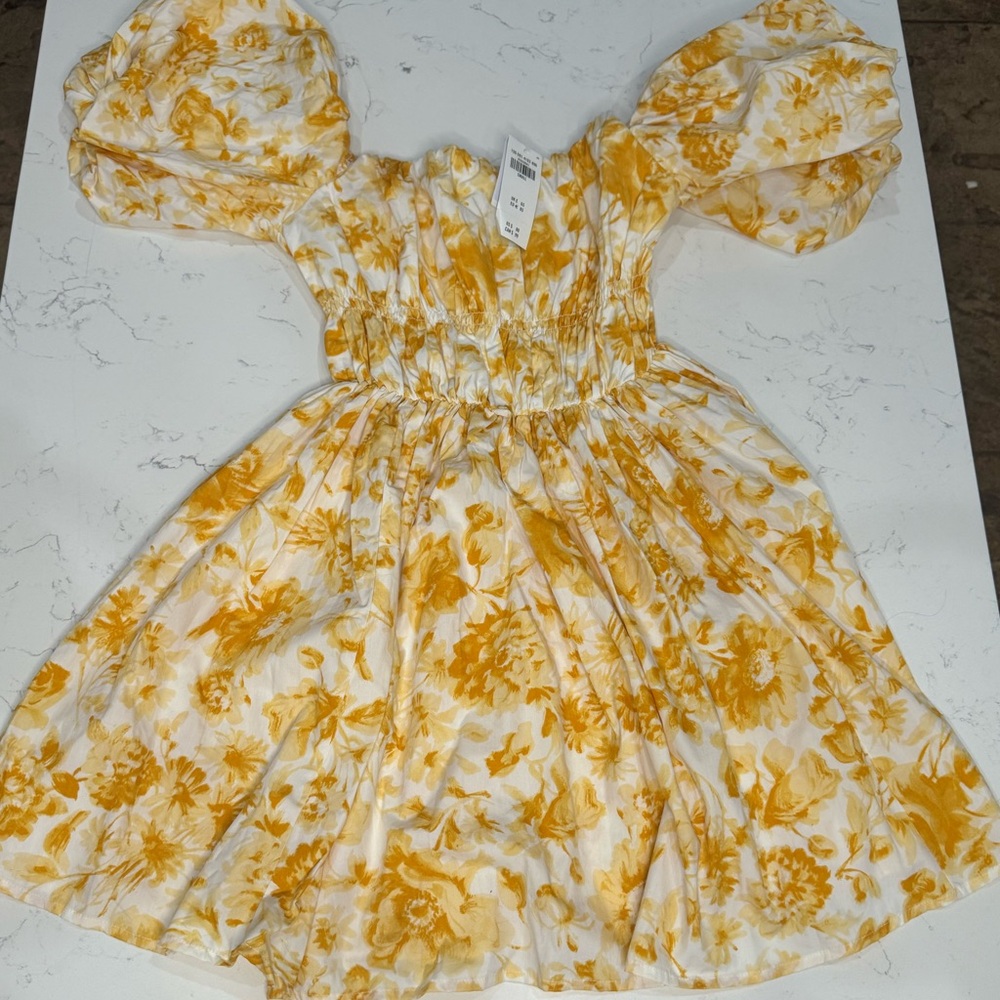 Abercrombie & Fitch floral Off-The-Shoulder Puff Sleeve Mini Dress